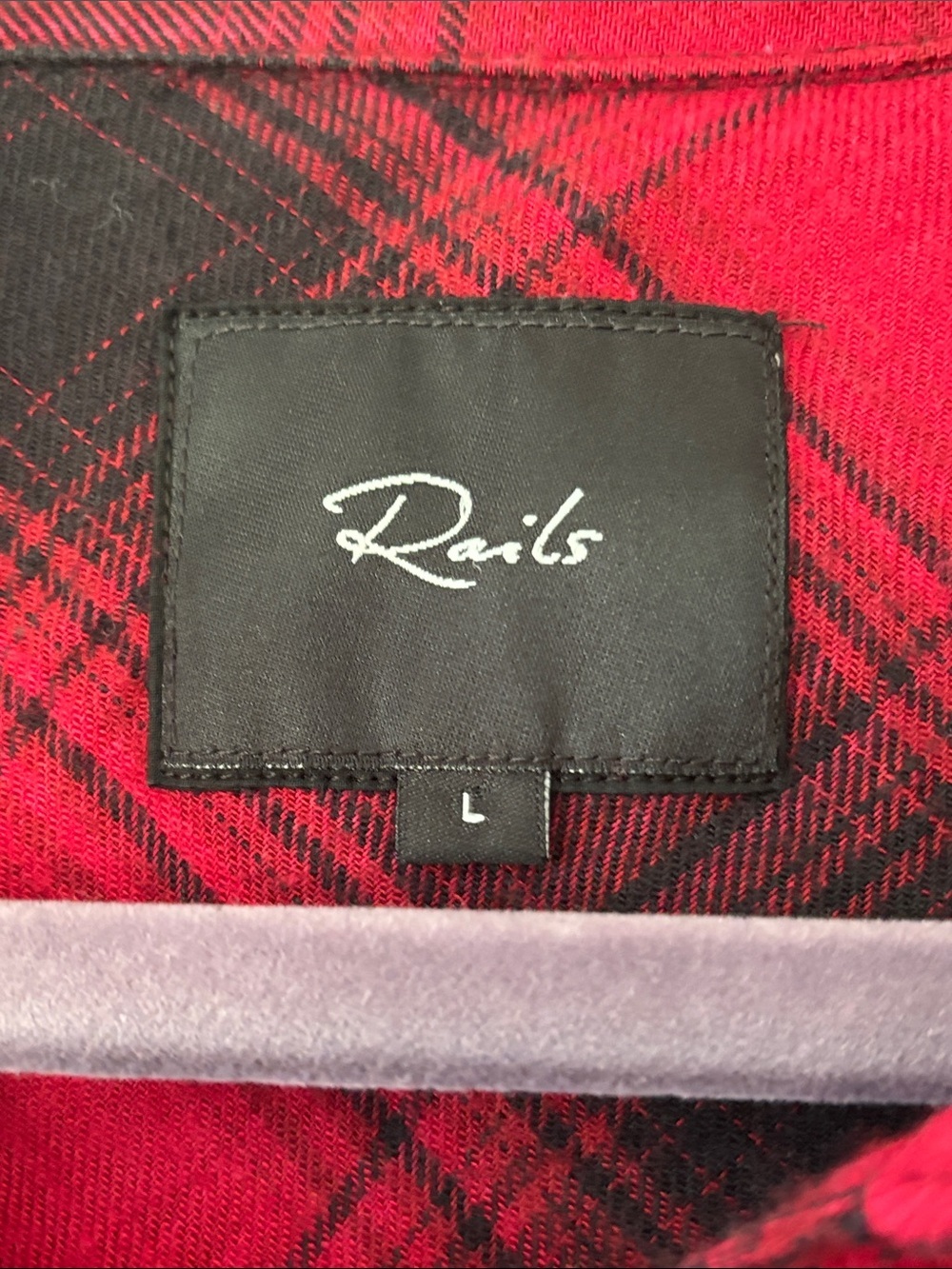 Rails Hunter Brick & Black Plaid Button Down Cotton Blend Shirt L - Picture 5 of 8
